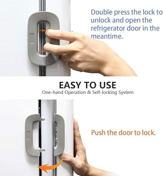 Child Safety Refrigerator Lock | Self-Adhesive Double Button Childproof Freezer & Fridge Lock for Kids