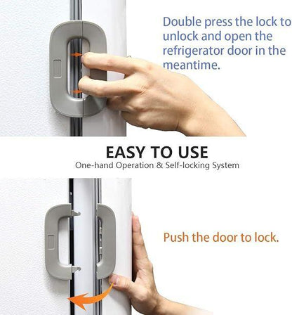 Child Safety Refrigerator Lock | Self-Adhesive Double Button Childproof Freezer & Fridge Lock for Kids