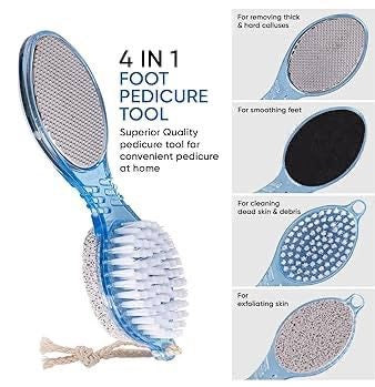 4 in 1 Pedicure Tool Callus Remover Brush – Complete Foot Care Solution