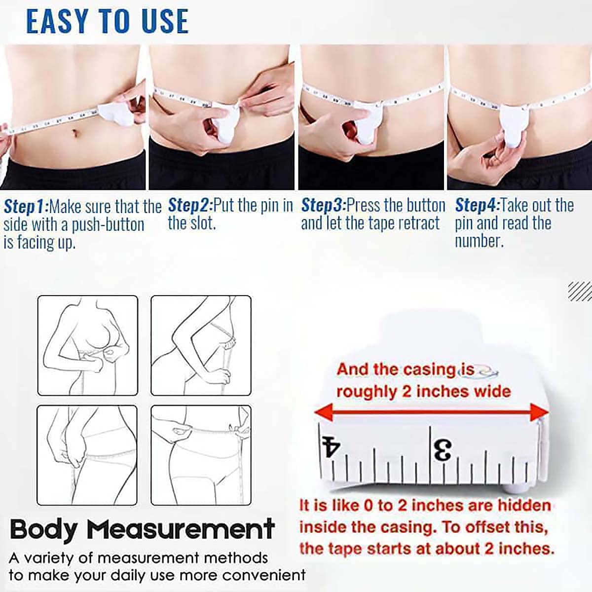 Body Measuring Automatic Telescopic Tape Measure,Perfect Body Tape Measure