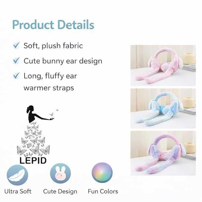 Cute Rabbit Earmuffs for Girls – Soft Plush Winter Ear Warmers