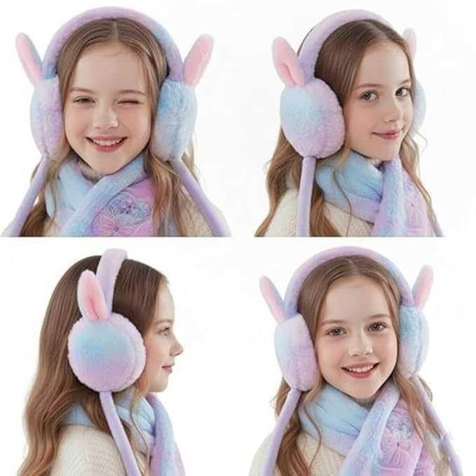 Cute Rabbit Earmuffs for Girls – Soft Plush Winter Ear Warmers