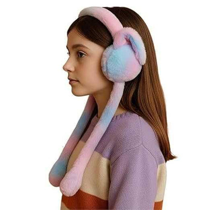 Cute Rabbit Earmuffs for Girls – Soft Plush Winter Ear Warmers