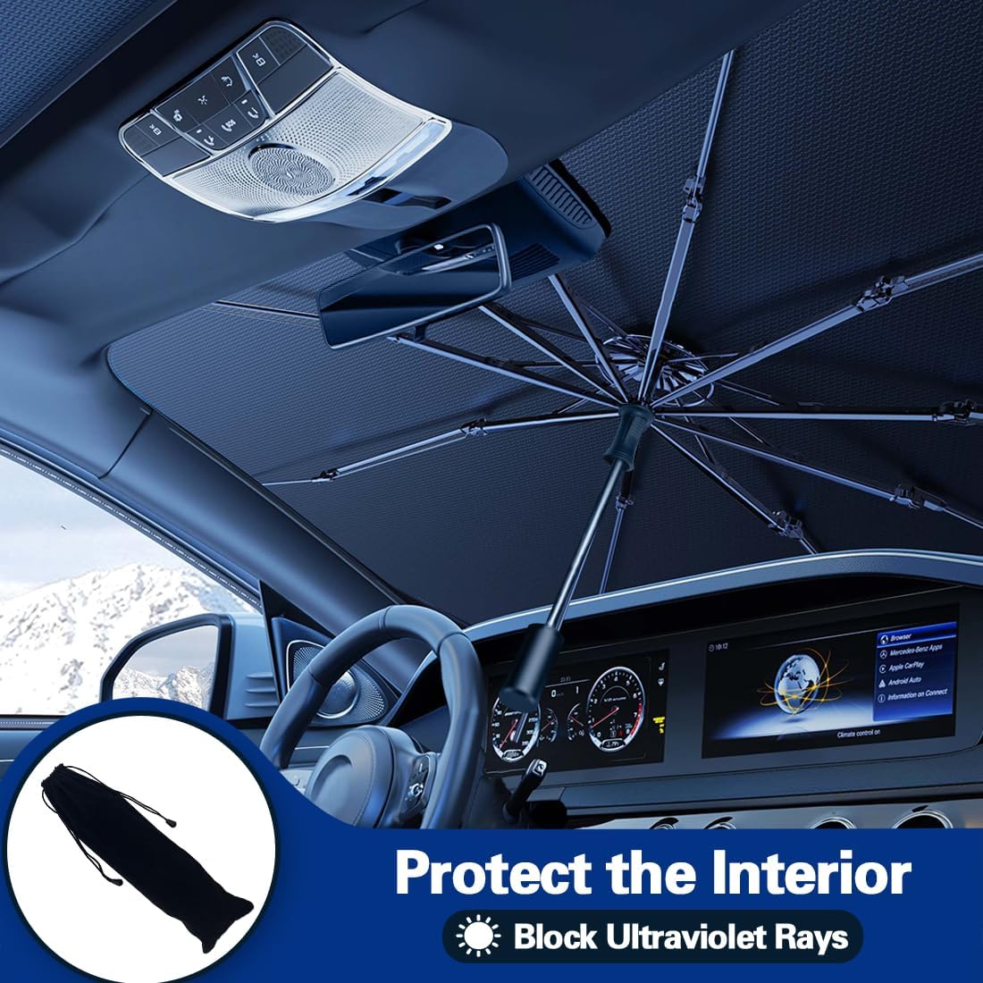 Car Sun Shade Umbrella Foldable Windshield Sun Protector UV Block Cover