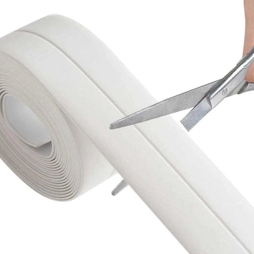 Cover Tape Self-Adhesive Tape Wall Sealing Strip for Kitchen and Bathroom - White