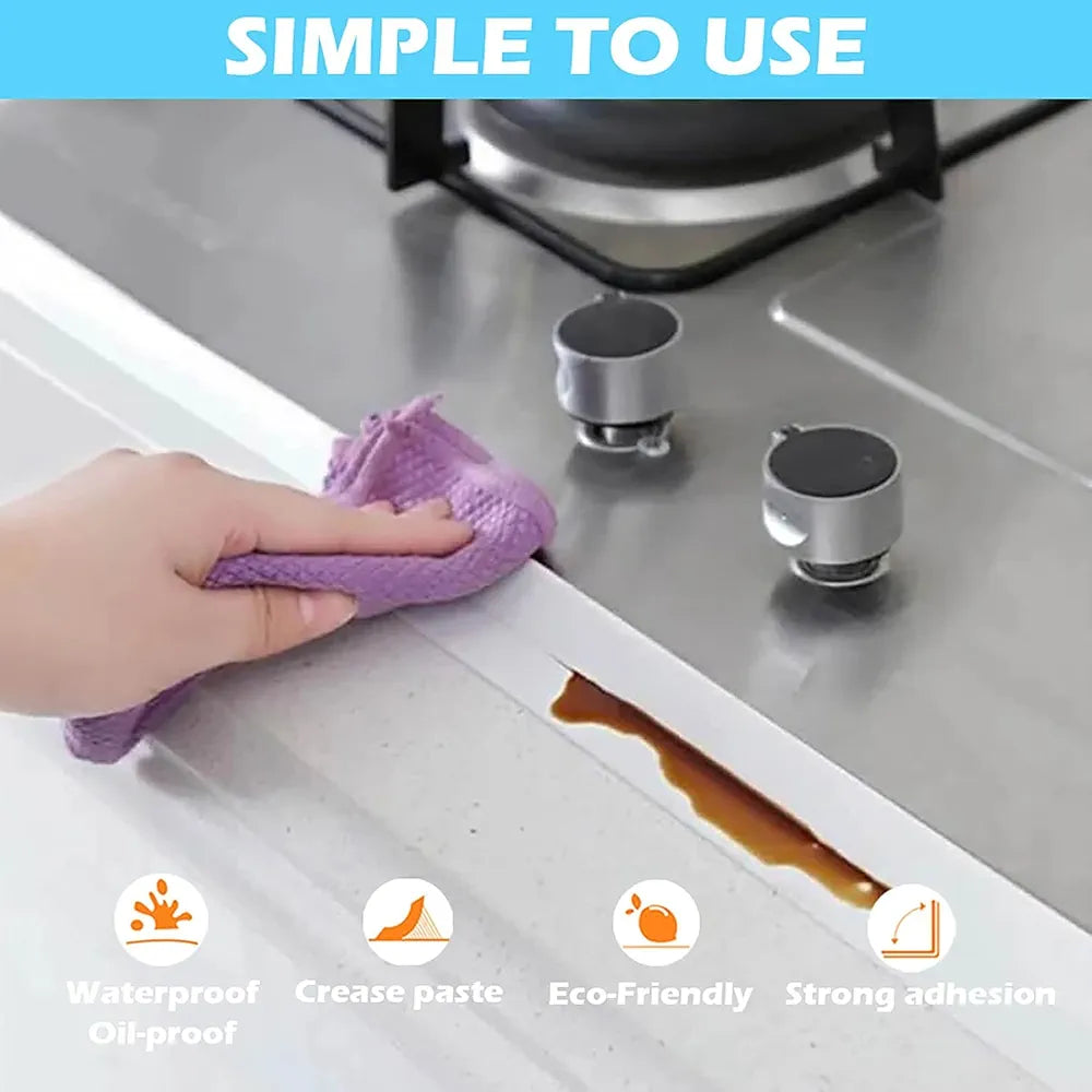 Cover Tape Self-Adhesive Tape Wall Sealing Strip for Kitchen and Bathroom - White