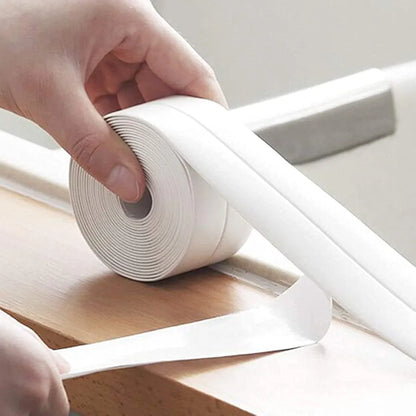 Cover Tape Self-Adhesive Tape Wall Sealing Strip for Kitchen and Bathroom - White