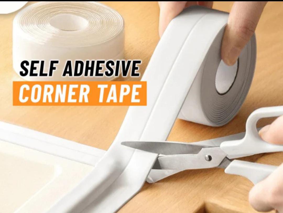 Cover Tape Self-Adhesive Tape Wall Sealing Strip for Kitchen and Bathroom - White