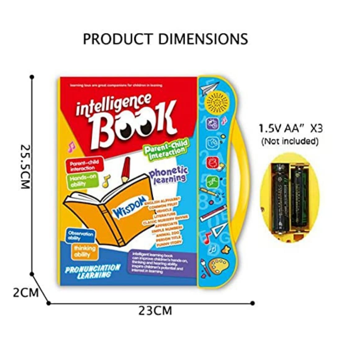 Kids Intelligence English Letters & Words Learning Sound Book - Fun Educational Toys, Activities with Numbers, Shapes, Animals Phonetic Learning for Toddlers (E-Book, Multi)