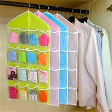 16 Grid Pockets Clear Hanging Bag Socks Bra Underwear Stationery Rack Hanger Storage Saving Space Tidy Organize