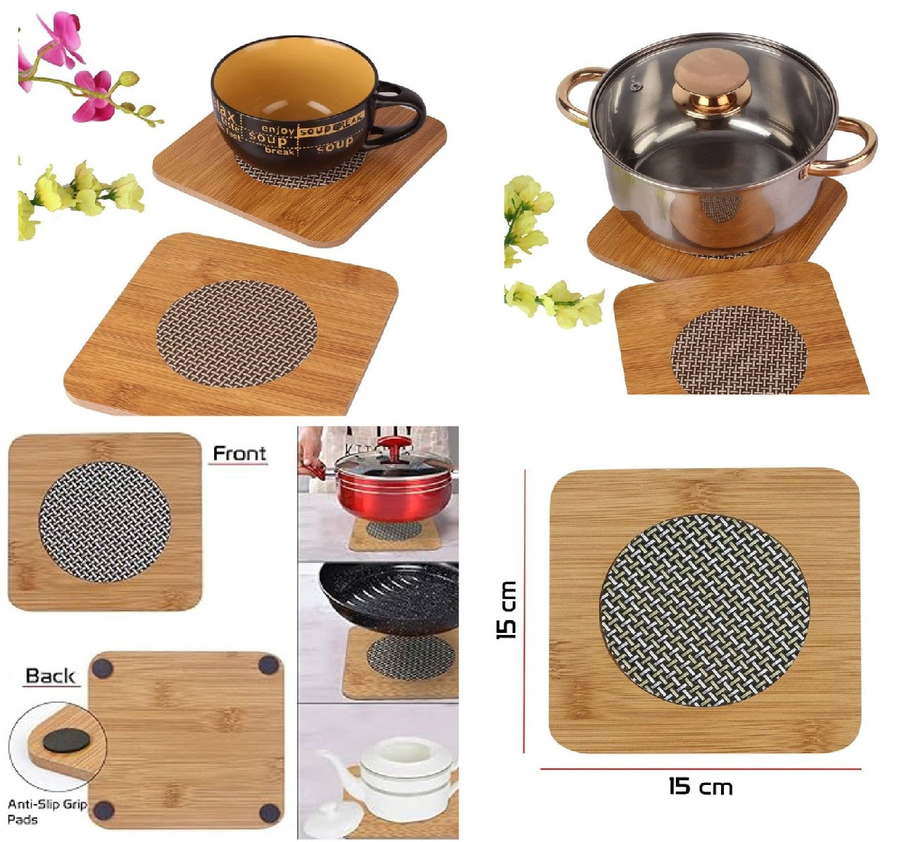 Wooden Coaster Bamboo Wooden Table Heat Pad