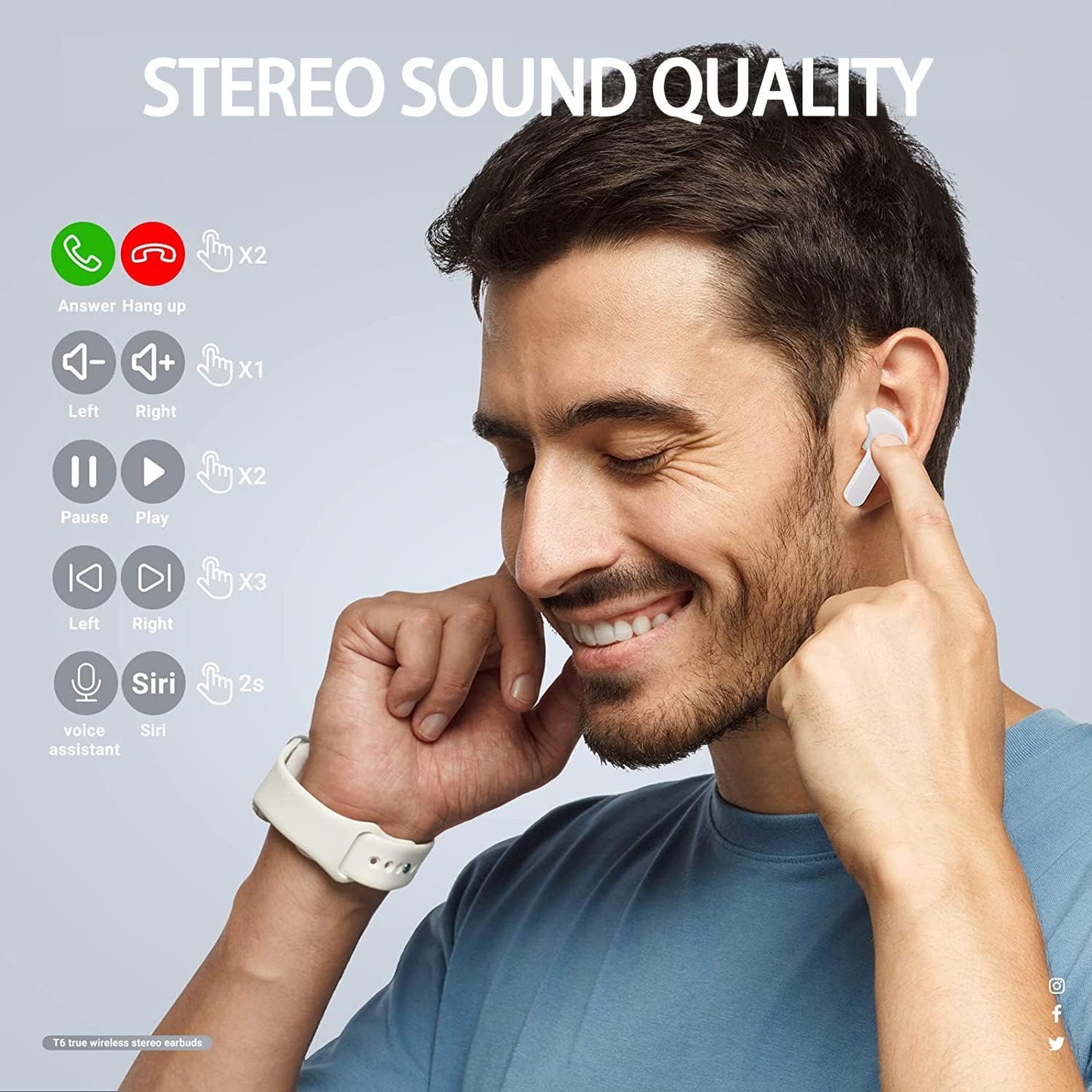 Air31 earbuds With SILICON POUCH wireless crystal Transparent and Bluetooth Air 31Type C