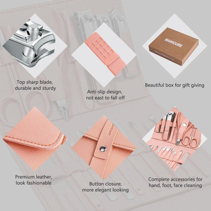 16 in 1 Nail Cutter Set Stainless Steel Nail Clippers Set With Folding Bag Manicure Cutter Kits Scissors Beauty Tool