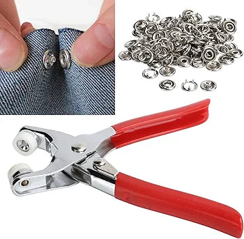 Plier Press Kit Stainless Steel Tip Button Snap Fastener Set Craft Sewing Hand Tools, Metal Snap Strap Fastener Plier Press Tool Kit Great for DIY Crafts Clothes Hats and Sewing