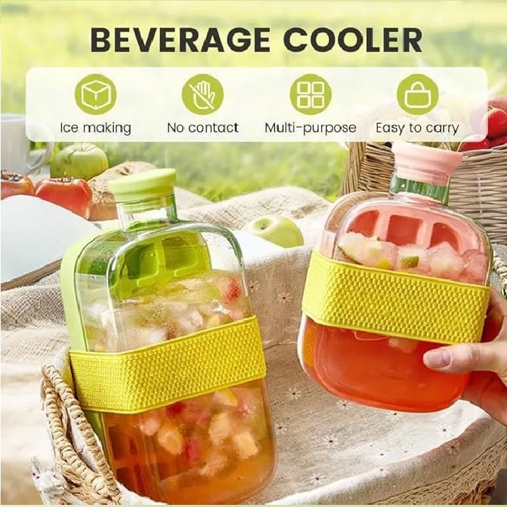 2-in-1 Zero Touch Ice Cube Bottle with Press Release Tray & Lid