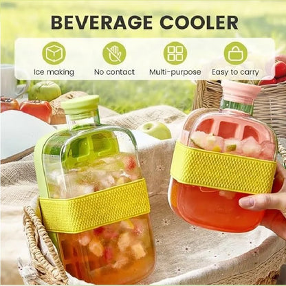 2-in-1 Zero Touch Ice Cube Bottle with Press Release Tray & Lid