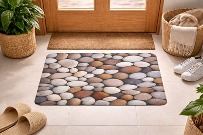 Super Absorbent Non-Slip Bathroom Floor Mat Pebble design 23 × 15 inch