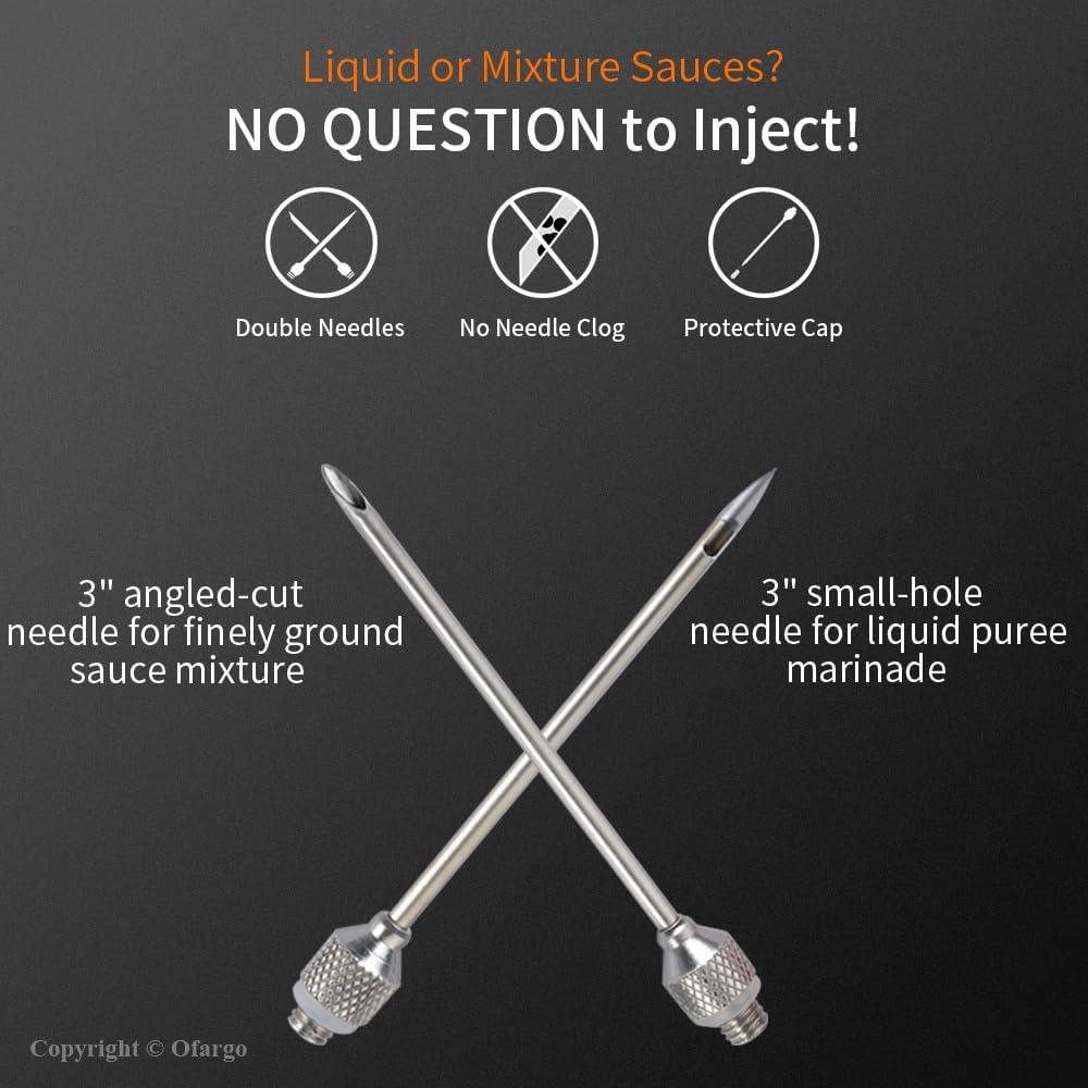 Meat Injector Syringe - for BBQ Grill Premium Portable Turkey Injector kit for Smoker Marinades Injectors for Meats