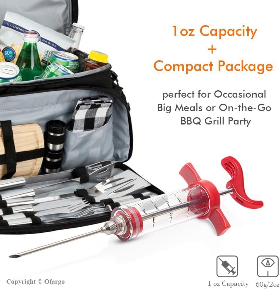 Meat Injector Syringe - for BBQ Grill Premium Portable Turkey Injector kit for Smoker Marinades Injectors for Meats