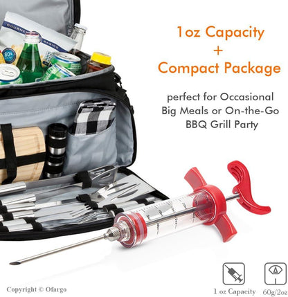 Meat Injector Syringe - for BBQ Grill Premium Portable Turkey Injector kit for Smoker Marinades Injectors for Meats