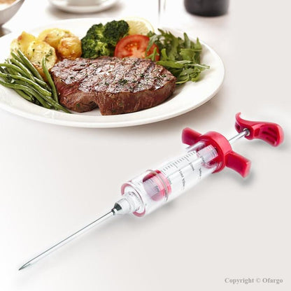 Meat Injector Syringe - for BBQ Grill Premium Portable Turkey Injector kit for Smoker Marinades Injectors for Meats