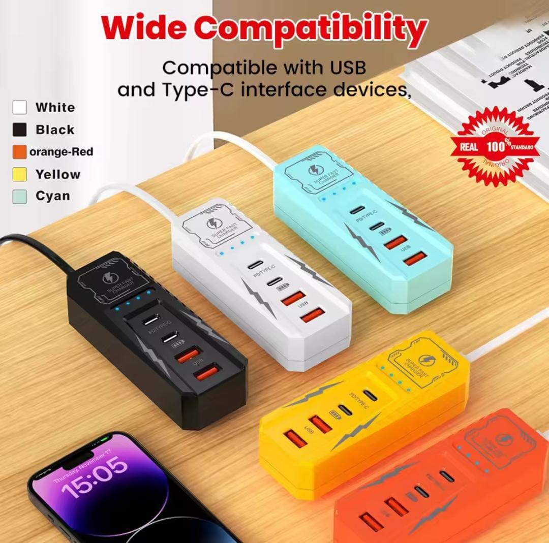 Charging Socket 2 USB 2 Type C Ports Power Strip Charger Station Splitter PD USB Charge Extension Electrical Socket