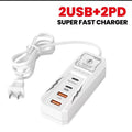 Charging Socket 2 USB 2 Type C Ports Power Strip Charger Station Splitter PD USB Charge Extension Electrical Socket