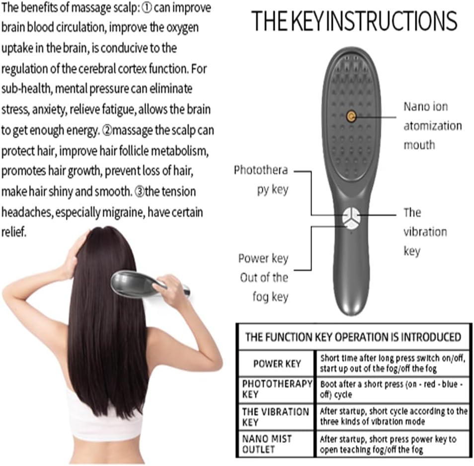 Steam Hair Comb 3D Massager for Head Ultrasonic Vibration Atomization Electric Massage Steam Hair Brush