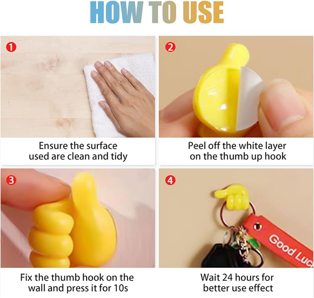 10 Pcs Silicone Thumb Wall Hook