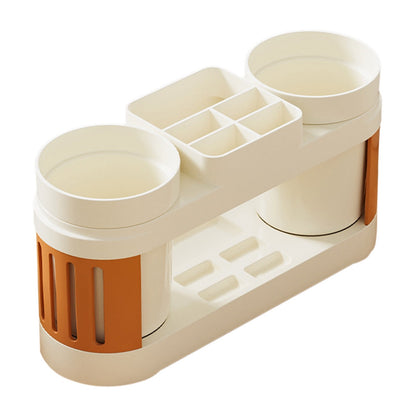 Toothbrush Holders for Bathrooms Toothbrush Holder with 2 Cups Set Tooth Brush Toothpaste Caddy Storage Small Bathroom Countertop Organizer Stand