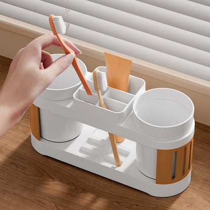 Toothbrush Holders for Bathrooms Toothbrush Holder with 2 Cups Set Tooth Brush Toothpaste Caddy Storage Small Bathroom Countertop Organizer Stand