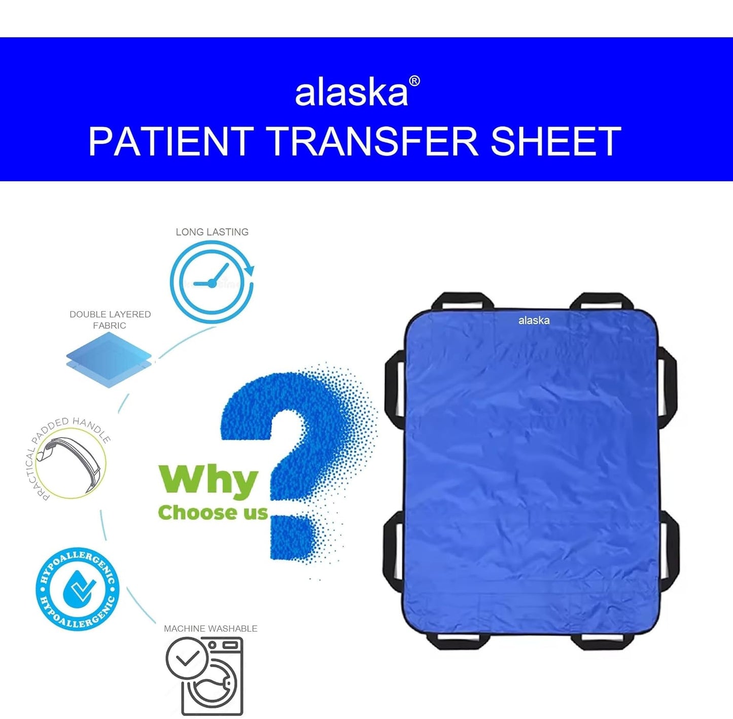 Positioning Bed Pad with Handles Washable Draw Sheets for Hospital Bed Ridden Patient Clothes Waterproof Glide Sheets for Patients Moving Pad for Lifting & Transfer Sheet 44" x 27" Inches