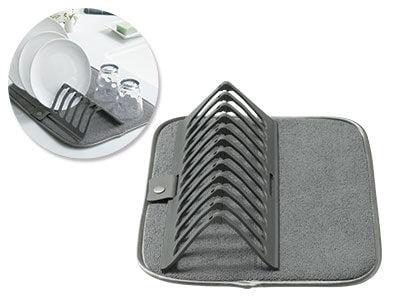 New Dish Drying Rack With Absorbent Microfiber Mat