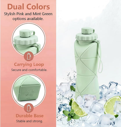 Collapsible Water Bottle Silicone Foldable Water Bottles For Travel Easy To Carry Design