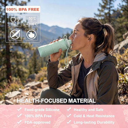 Collapsible Water Bottle Silicone Foldable Water Bottles For Travel Easy To Carry Design