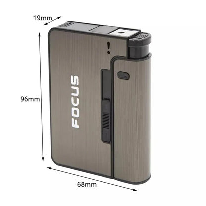 Focus Automatic Lighter Automatic Cigarettes Holder 10 Pcs Cigarette Case Portable Automatic Cigarette Holder Without Lighter Metal Cigarette Boxes Lighter Gadget For Men Multifunction Cigarette Holder