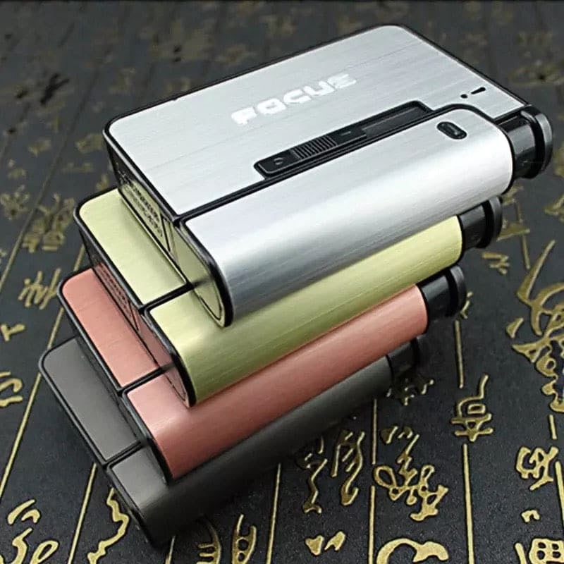 Focus Automatic Lighter Automatic Cigarettes Holder 10 Pcs Cigarette Case Portable Automatic Cigarette Holder Without Lighter Metal Cigarette Boxes Lighter Gadget For Men Multifunction Cigarette Holder