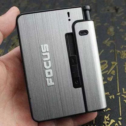 Focus Automatic Lighter Automatic Cigarettes Holder 10 Pcs Cigarette Case Portable Automatic Cigarette Holder Without Lighter Metal Cigarette Boxes Lighter Gadget For Men Multifunction Cigarette Holder