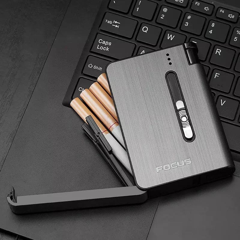 Focus Automatic Lighter Automatic Cigarettes Holder 10 Pcs Cigarette Case Portable Automatic Cigarette Holder Without Lighter Metal Cigarette Boxes Lighter Gadget For Men Multifunction Cigarette Holder
