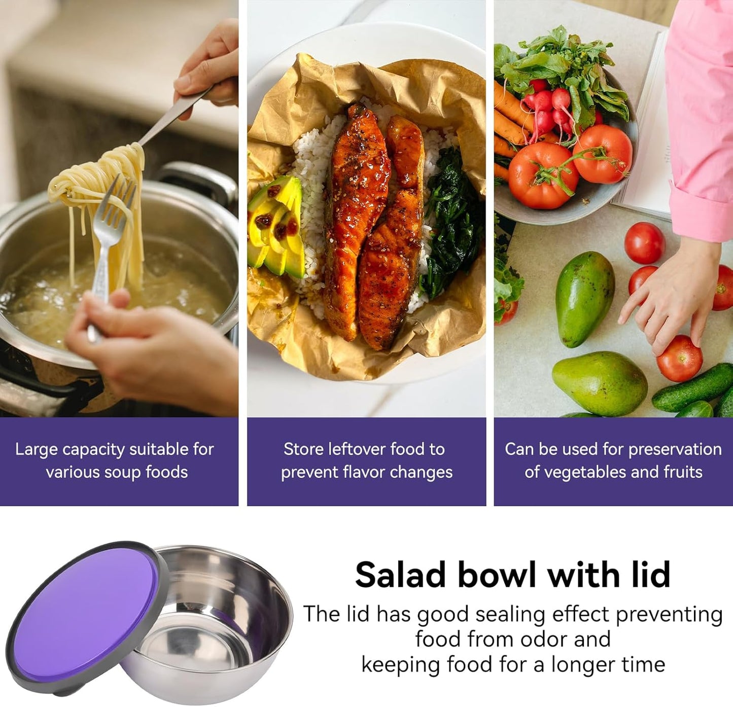 Stainless Steel Colourful 3pcs Bowl Set