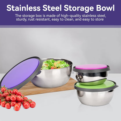 Stainless Steel Colourful 3pcs Bowl Set