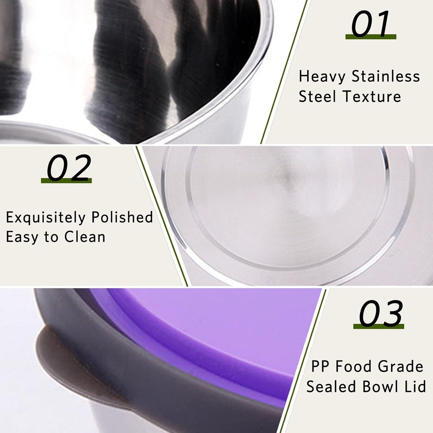 Stainless Steel Colourful 3pcs Bowl Set