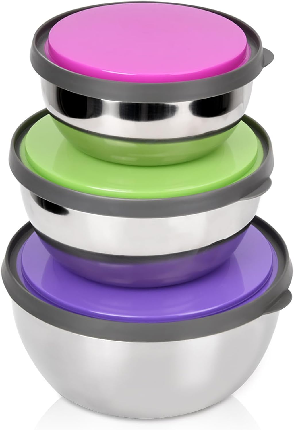 Stainless Steel Colourful 3pcs Bowl Set