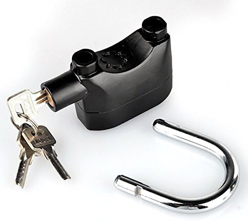 Universal Security Alarm Lock System Waterproof Black Anti Theft Siren 110Dba Alarm Anti Padlock Thickened Shackle Padlock with 3 Keys 1Pcs Polished Finish