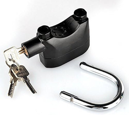 Universal Security Alarm Lock System Waterproof Black Anti Theft Siren 110Dba Alarm Anti Padlock Thickened Shackle Padlock with 3 Keys 1Pcs Polished Finish