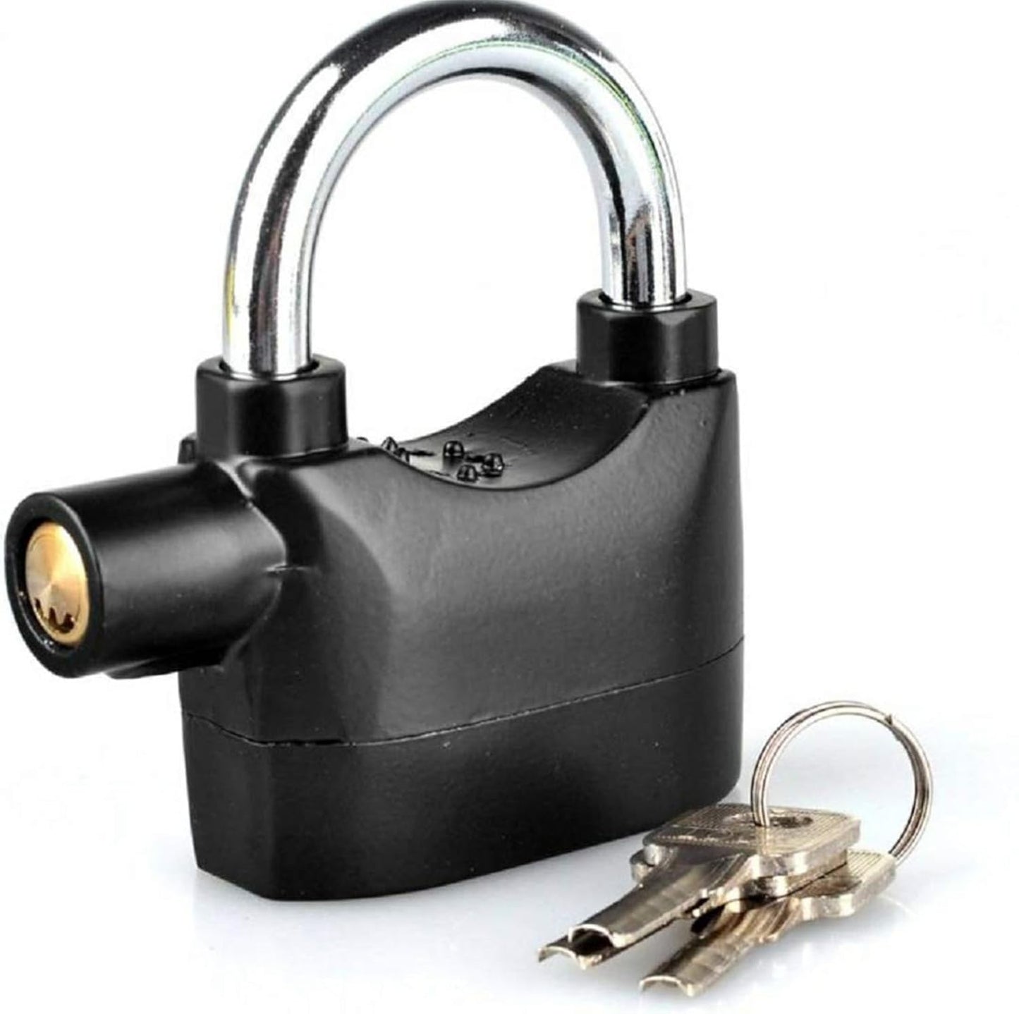 Universal Security Alarm Lock System Waterproof Black Anti Theft Siren 110Dba Alarm Anti Padlock Thickened Shackle Padlock with 3 Keys 1Pcs Polished Finish