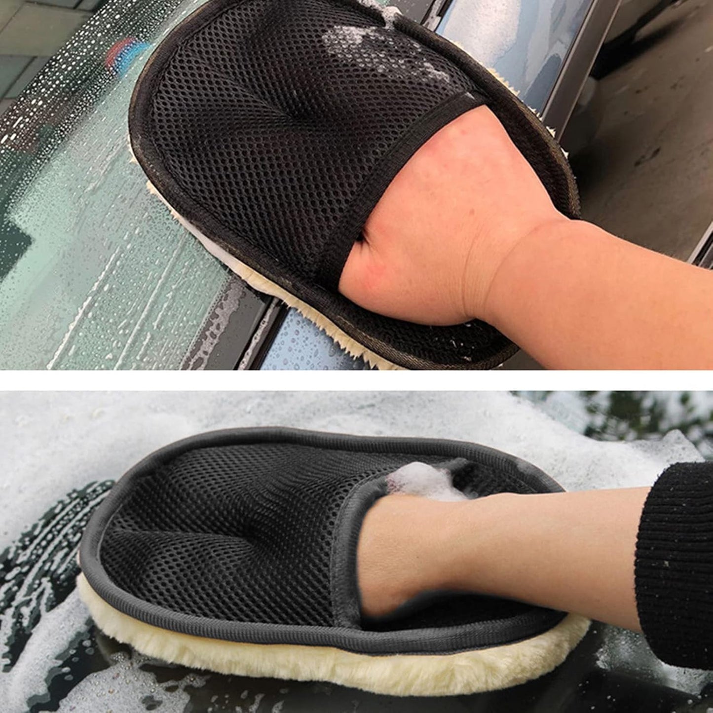 Car Cleaning Woolen Glove Premium Super Soft Scratch Proof Woolen Gloves For Car Glass And Body Cleaning
