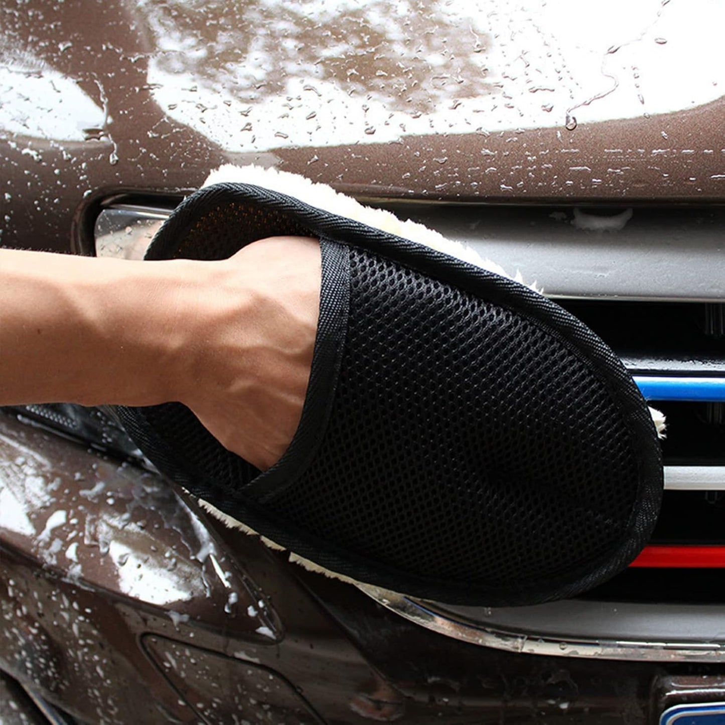 Car Cleaning Woolen Glove Premium Super Soft Scratch Proof Woolen Gloves For Car Glass And Body Cleaning