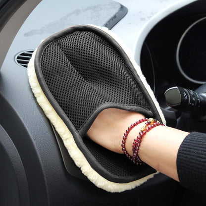 Car Cleaning Woolen Glove Premium Super Soft Scratch Proof Woolen Gloves For Car Glass And Body Cleaning
