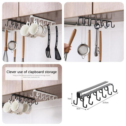 Double Line Mug Holder for Shelf | Cup, Spoon & Utensil Hanging Rack